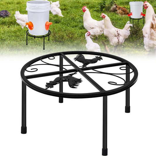 Metal Stand for Chicken Feeder Waterer, 4 Legs Iron Stand Holder, Round Supports Rack for Barrels Buckets Equipped Installed with Feeder Waterer Port, for  Poultry Chicken Coop Indoor Outdoor