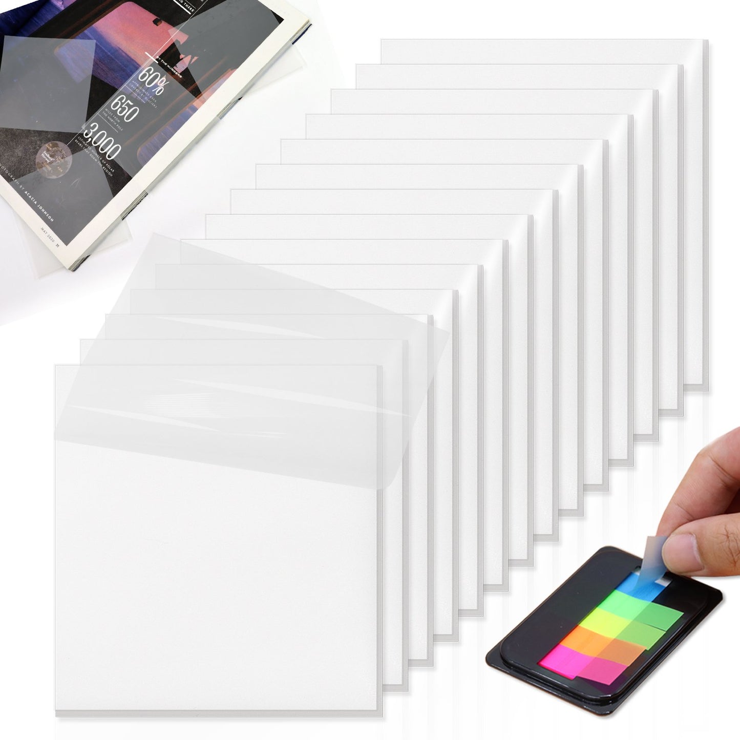 Transparent Sticky Notes 800S-White-3X3